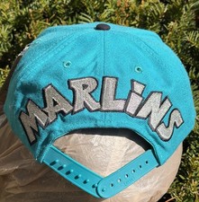 De colección Nuevo Con Etiquetas Florida Marlins Annco Burbuja Cabeza de Bloque Snapback Gorra Lana MLB 90s