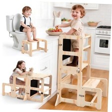 4-in-1 Foldable Kitchen Step Stool for Toddlers - Blackboard, Foldable Tower