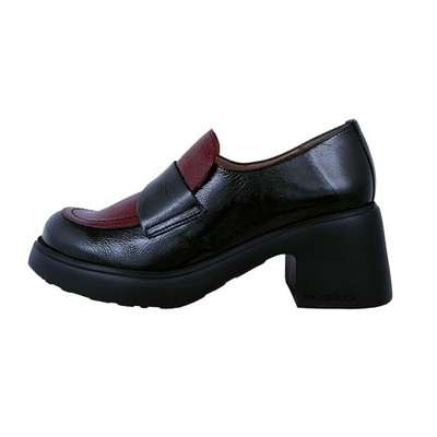 Wonders Flytres: Mokassins Damen Absatz Schwarz Lack Leicht - Modell E-7121