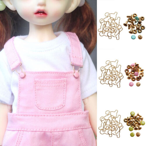 10 Set Suspender Strap Buckle Buttons Clips Metal Hook For Mini Doll Overalls - Picture 1 of 18