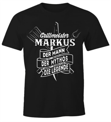 Herren T-Shirt personalisierbar Grillmeister eigener Name die Legende Grillen