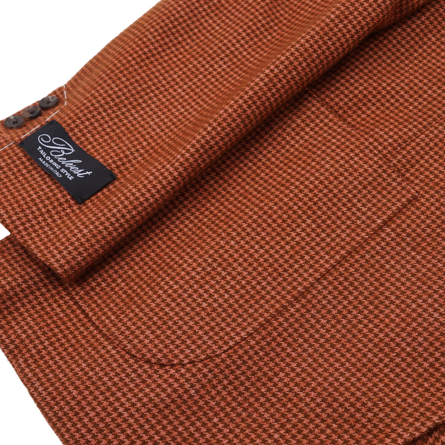Belvest Orange Houndstooth Check Soft Cashmere-Blend Sport Coat 40R (Eu 50) - Picture 7 of 11