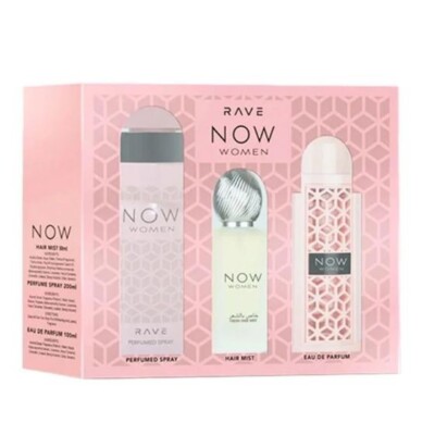 LATTAFA RAVE NOW WOMEN GIFTSET ( 3.4oz EDP Spray +6.7oz DEO + 1.7oz HAIRMIST )