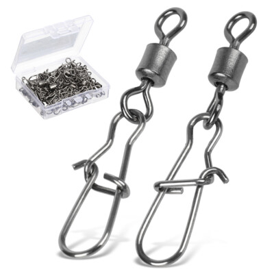 50pcs Stainless Steel Ball Bearing Fishing Swivels Snap Rolling Sea Connector