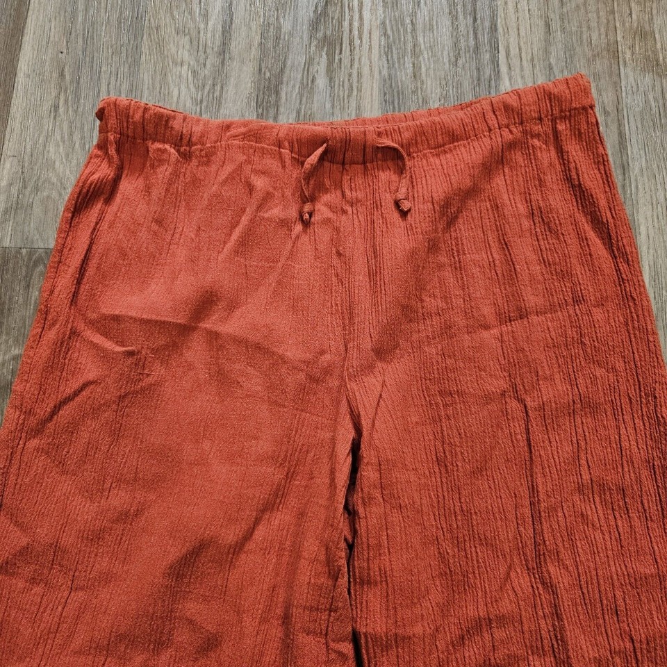 Chicos Pull On Gauze Pants Womens Size 0/Small Orange Cargo Cropped