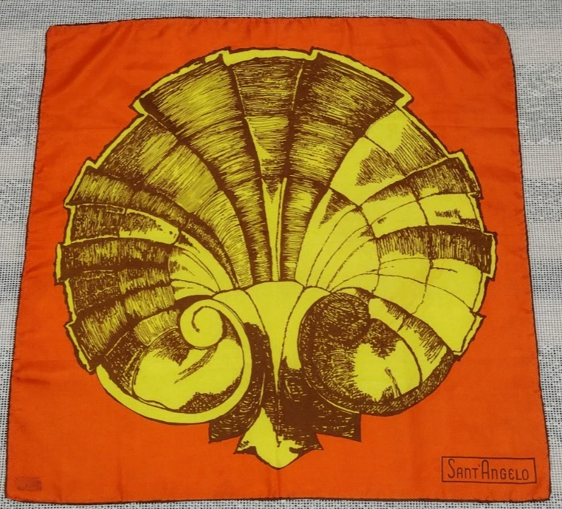 De Colección Giorgio Di Sant Angelo Bufanda de Seda Naranja Mar Shell SANT ANGELO Talla Cuadrada Foto 2 de 4