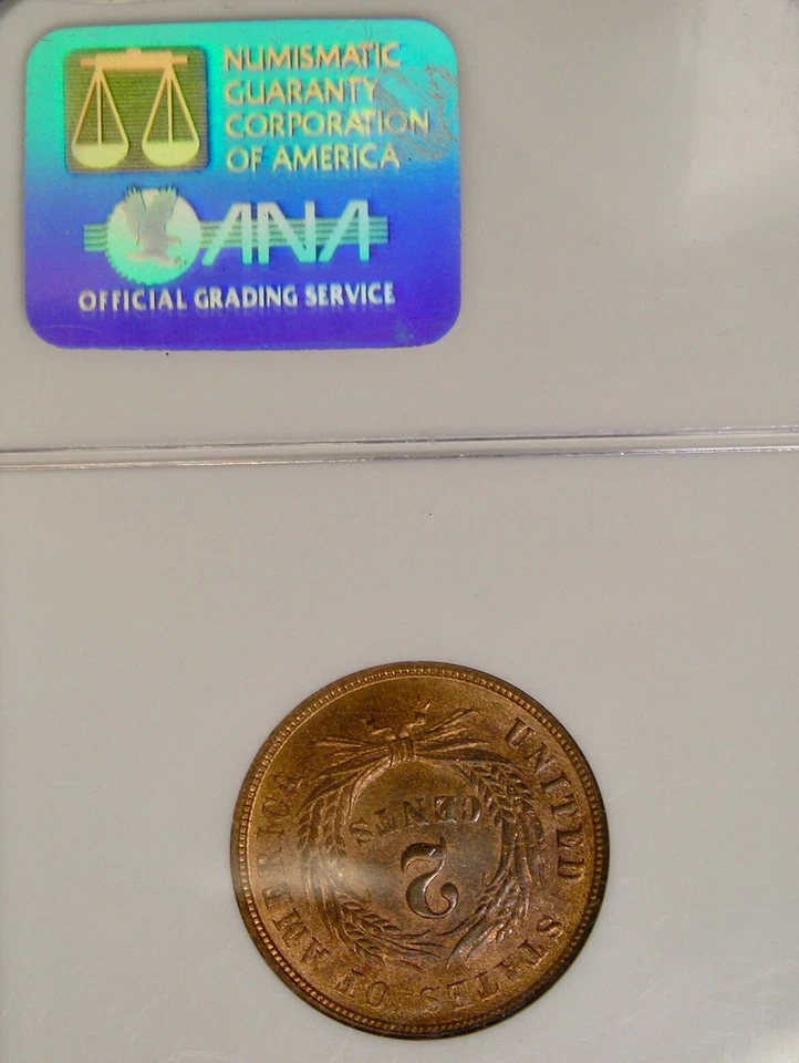 1864 TWO CENT PIECE GORGEOUS VERY SCARCE CHOICE PQ GEM NEAR TOP POP NGC MS 66 RB - Image 4 of 4