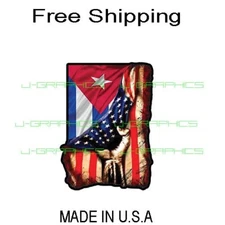 Cuban American Flag Cuba Cubano Sticker Decal Hand Pulling USA America A