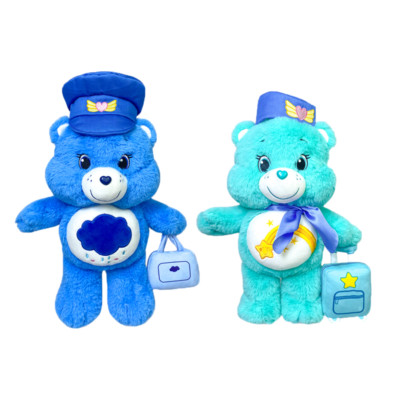 Official 2PCS Care Bears Aviation Plush Toy Set Grumpy&Wish Bear Stuffed Animal