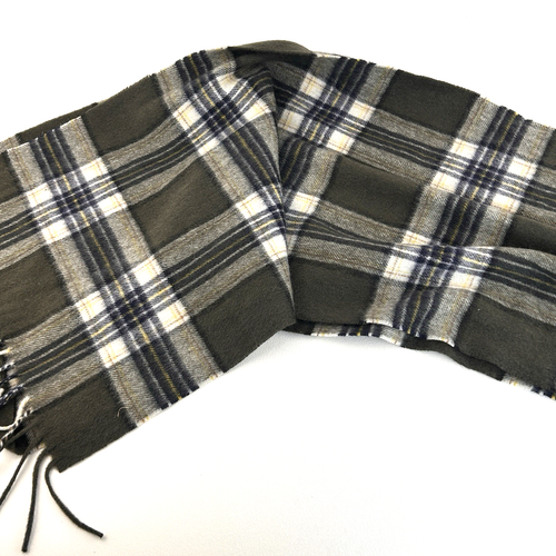 JCREW cashmere scarf olive plaid pure 100% tartan check green ivory muffler wrap - Picture 7 of 7