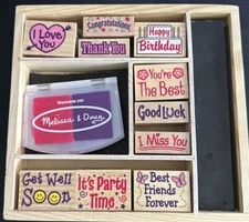 MELISSA & DOUG WOODEN STAMP SET Typography - AGES 4+ Preowned