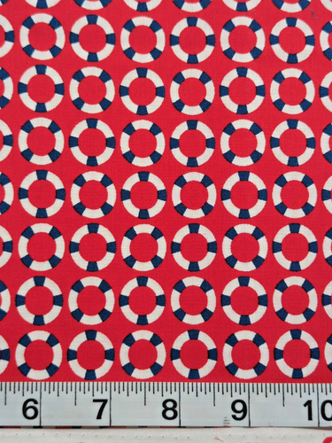 Shore Thing Emily Herrick 27"x44" Remnant Michael Miller Lifesaver Cotton Fabric - Picture 2 of 3