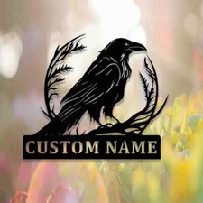 Custom Crow Metal Sign,Raven Sign,Personalized Black Crow Name Sign
