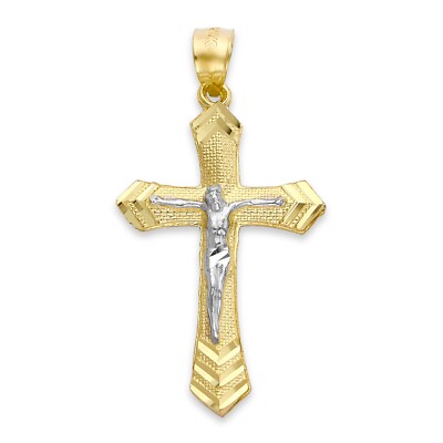 Solid Gold Crucifix Pendant in 10 or 14k, Cross Pendant Religious Jewelry