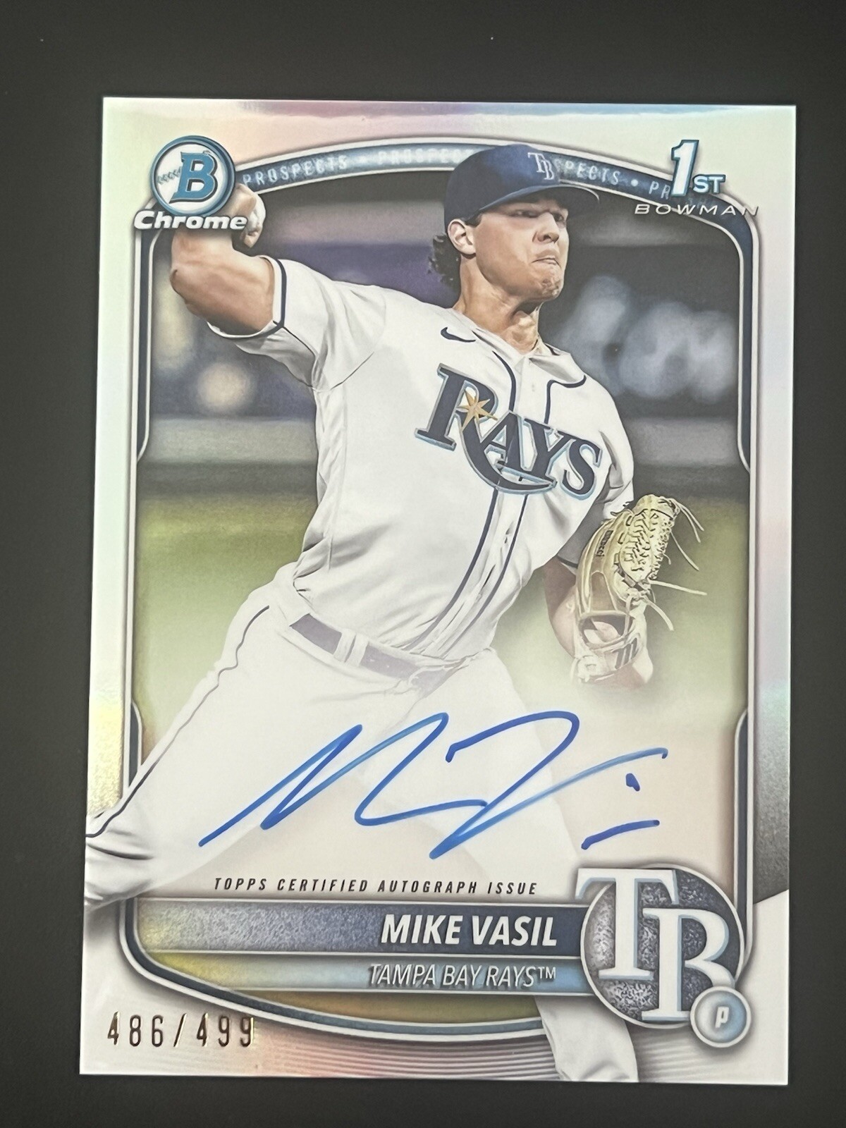 2025 Bowman Chrome Mike Vasil Refractor Auto /499 Rays RC 1st Bowman