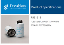 Donaldson P551615 FUEL FILTER, WATER SEPARATOR SPIN-ON TWIST&DRAIN