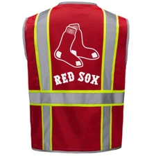 ⚾🦺 BOSTON RED SOX SAFETY WORK PPE VEST W/REFLECTIVE LOGO SIZE L/XL/2X-4XL