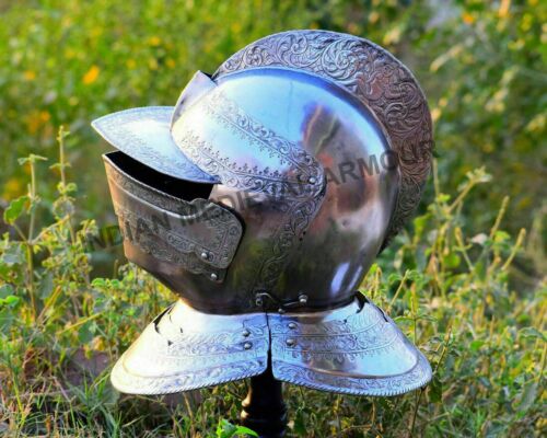 Medieval Burgonet Helmet Knight Close Helmet Halloween/Cosplay/Roleplay B31 - Afbeelding 1 van 5
