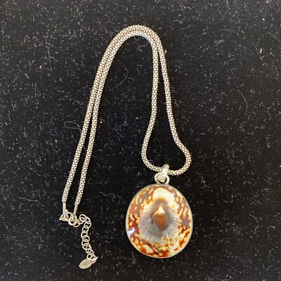 Barse Sterling Silver 925 Inlaid Polished Shell Pendant w/ Chain