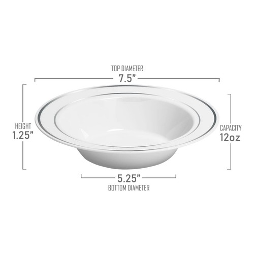 Disposable Plastic Round Metallic Edge Soup Salad Bowls Wedding Party 120pcs - Picture 16 of 20