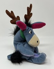 Disney Eeyore Reindeer Bean Bag Plush Stuffed Animal Soft Toy Christmas 9  Pooh
