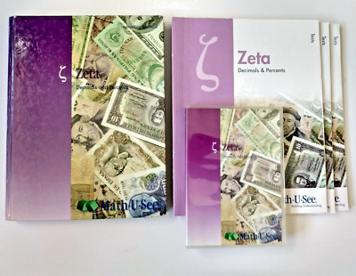 Lot Of 2 Math U See Zeta %/Decimal DVD & Teacher Guide Book +Bonus Partial Tests