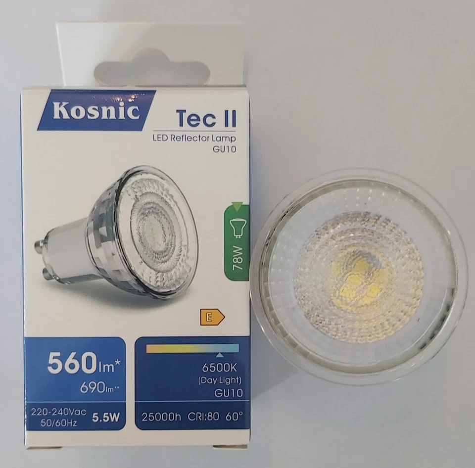 20 x Kosnic 5.5w watt LED GU10 Power Daylight White DIMMABLE spot bulb lamp - Image 2 of 4