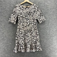 Express Dress Women 10 Black Animal Print Sheath Short Zipper Short Sleeve