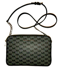 Michael Kors Jet Set Item MK Signature EW LG Crossbody Black Silver 38H7CTTC3V