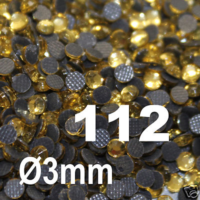 Strass Thermocollants - 250 Pièces Couleur Jonquille N°112, 3 Mm, Pour Customisation