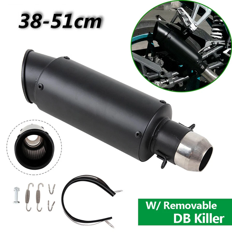 Motorbike Exhaust Muffler Pipe Slip On 38-51mm For Suzuki GSXR 750 Yamaha YZF R6 - Image 2 of 4