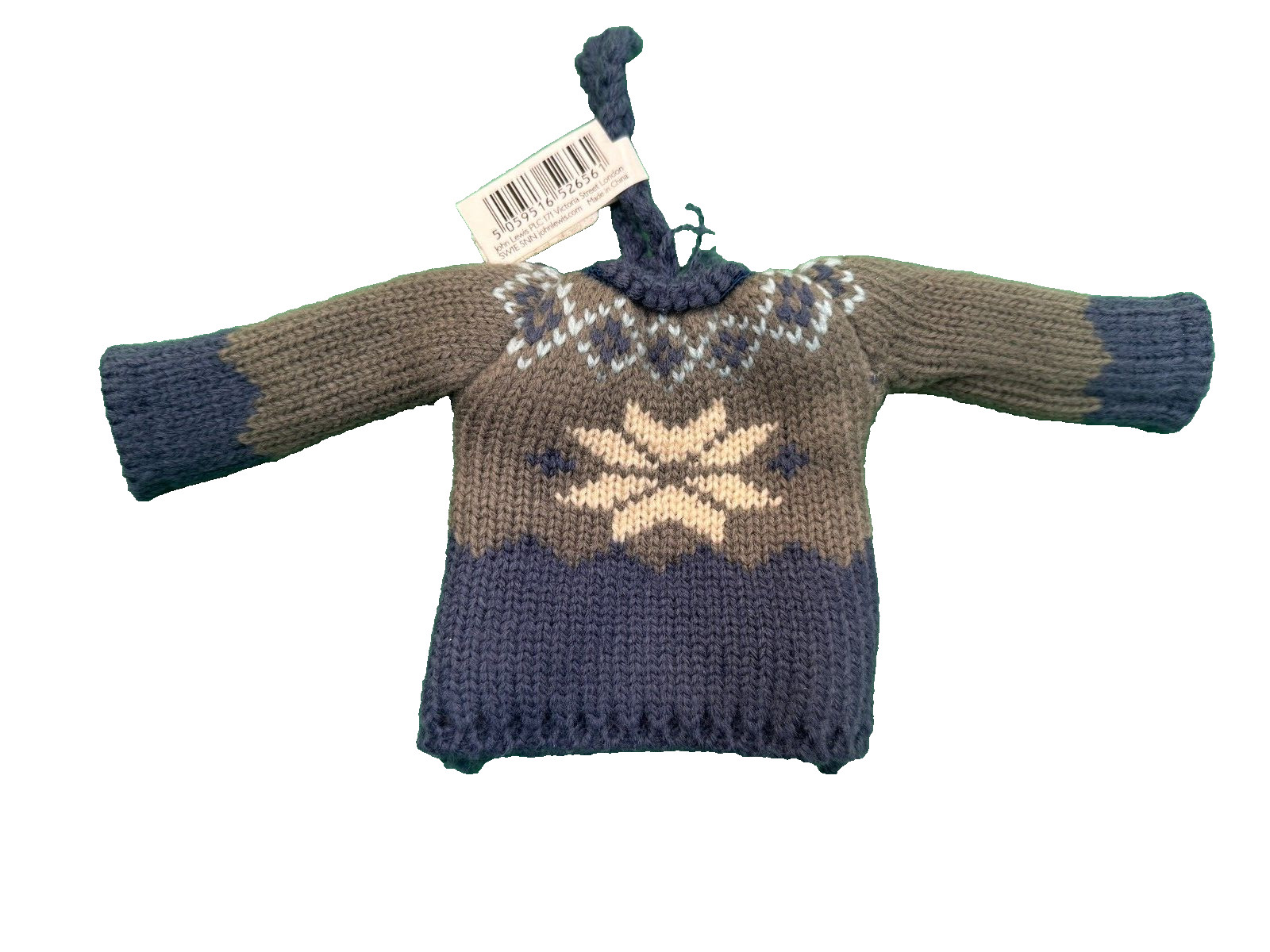 Mini Knitted Sweater Christmas Ornament - Nordic Snowflake Design image 2