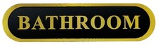 Bathroom Door Sign Self-adhesive Aluminium Plaque Black and Golden 5.5x1.4 inch