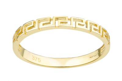 Bandring 9 kt Y Gold griechisches Schlüsselmuster UK punziert Größe J K L M N O P Q R S