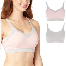 Rhonda Shear 2-pack Cotton-Blend Bra with Back Closure Pink/Gray