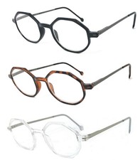 Fashion Mens Womens SMALL Hexagon Reading Glasses Spring Hinges Temples