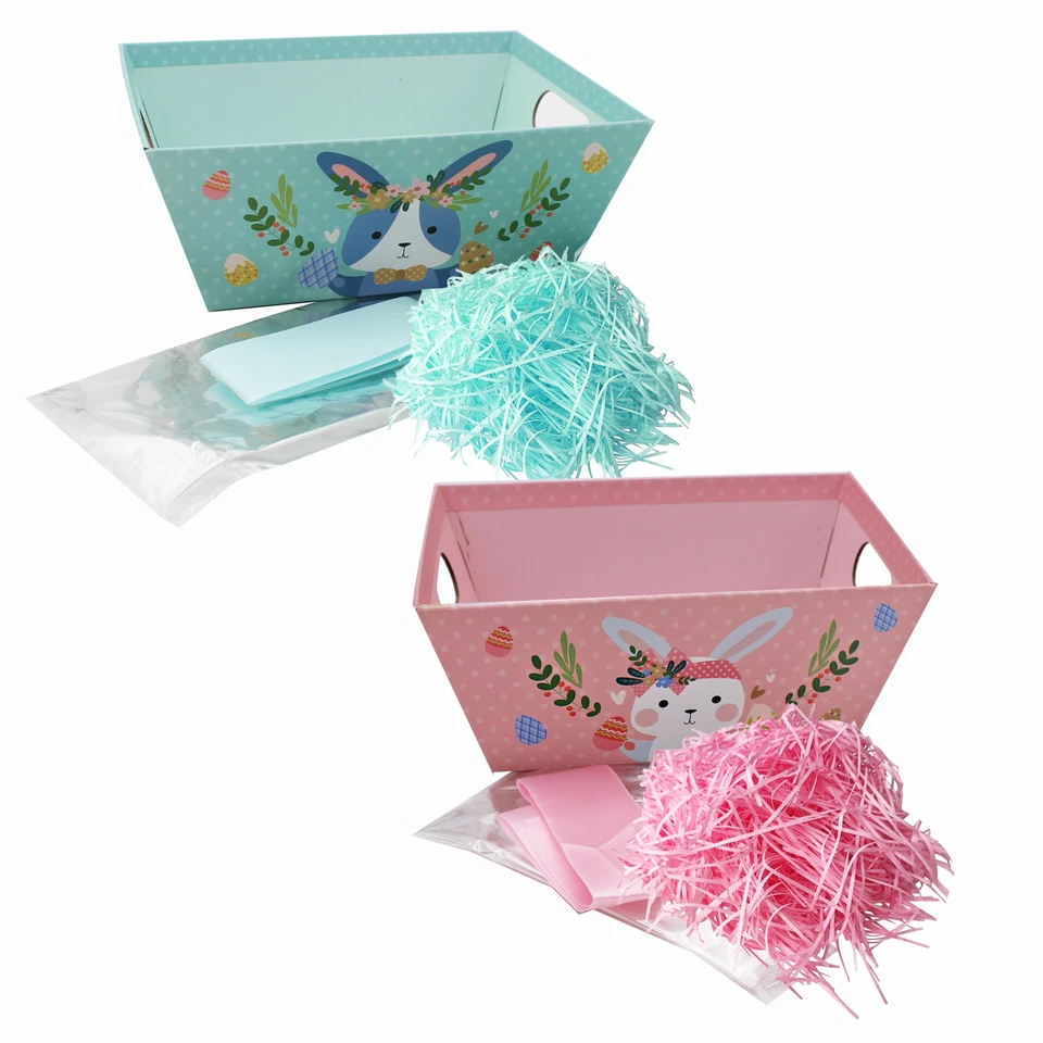 PMS INTERNATIONAL Kit Cesto Pasquale Confezione Regalo Sacchetto Carta Fazzoletto e Nastro - Scegli Design