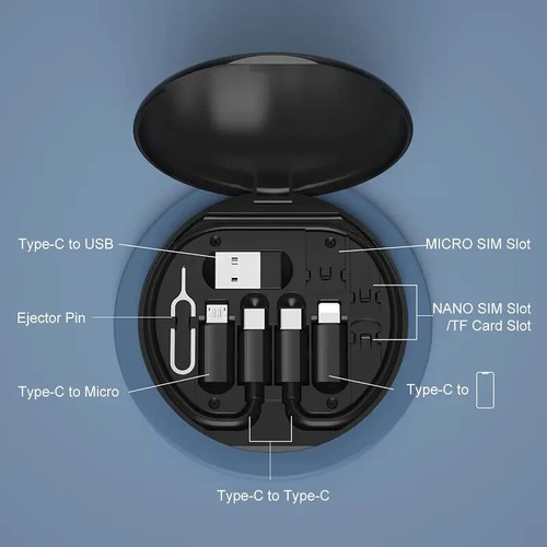 5-in-1 Mini Data Cable Storage Box with Fast Charging Adapter - Free Postage - 第 7/7 張圖片