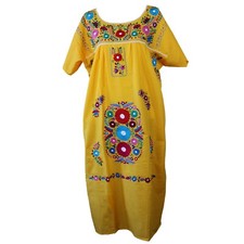 3XL Assorted Plus Size Peasant Hippie Boho Tunic Hand Embroidered Mexican Dress