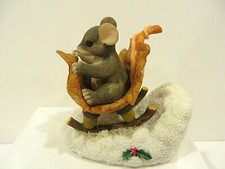 CHARMING TAILS MOUSE RIDING OPEN LEAF SLEIGH SPECIAL EDITION