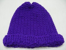 Hand Knitted - Purple - CHILD Size Stocking Cap Beanie Hat
