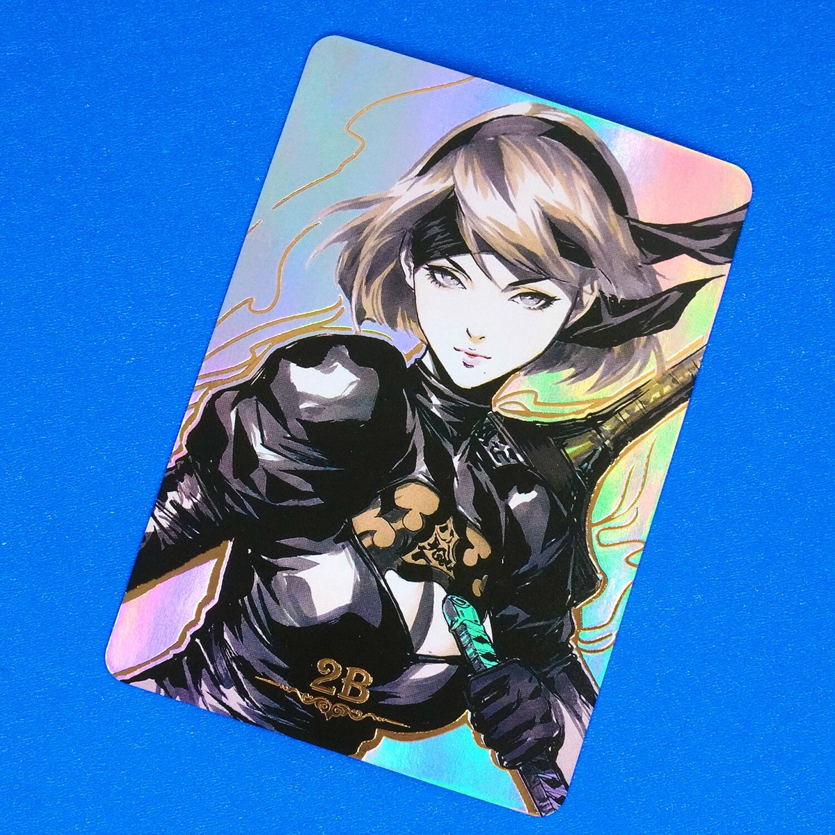 2B NieR 金属カード NieR Automata 2B Rainbow Foil Holographic Character Art Trading