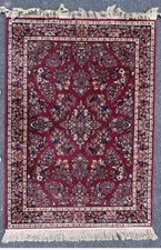 Karastan Rug 9'x11' Red Sarouk Rug #785 Wool Pile Vintage Carpet Discontinued