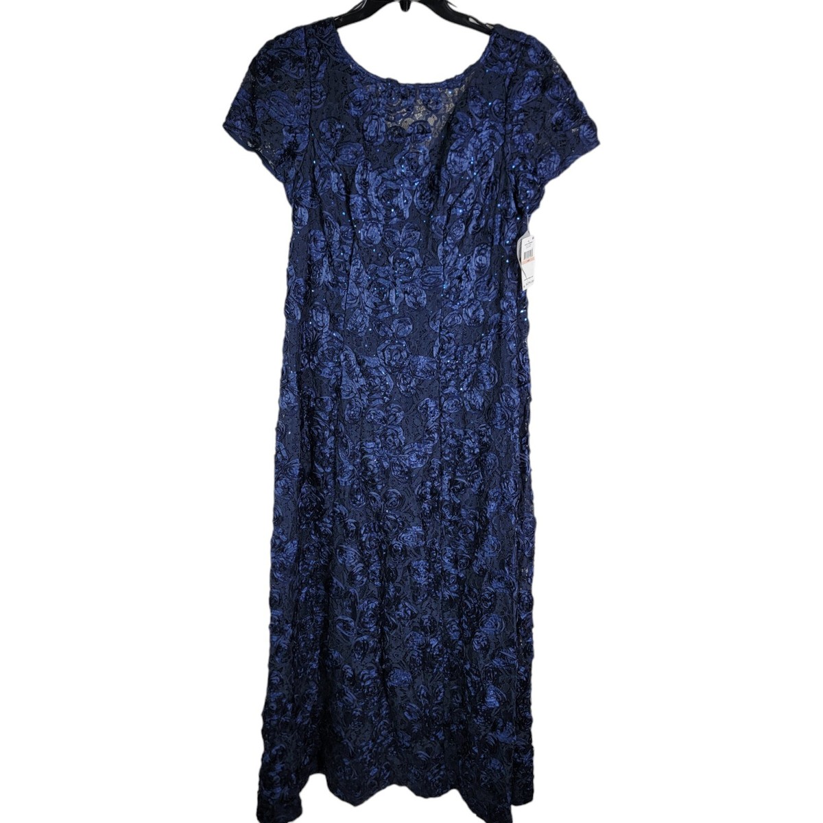 alex evenings a line rosette dress Alex Evenings Women T-Length Rosette Dress - Navy