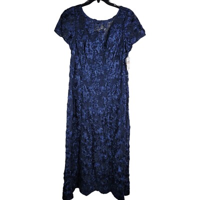 alex evenings rosette a line dress Alex Evenings Rosette A-Line Gown with Sequin Detail & Short Illusion Sleeves WEDGEWOOD / 16 main image 1