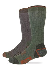 MUCK Boot Mens Merino Wool Heavyweight Mid Calf Socks Large, Green/Brown