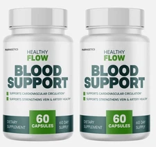 2 PACKS Healthy Flow Blood Support, Cardiovascular Circulation - 120 Capsules