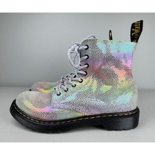 Dr. Martens 1460 Pascal J Rainbow Metallic Lace Up Combat Boots Womens 5