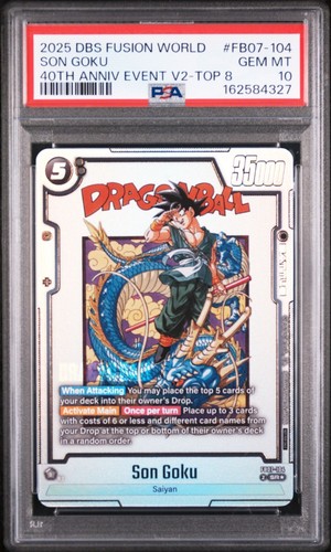 Son Goku FB07-104 40th Anniversary Event Top 8 Dragon Ball Fusion World PSA 10