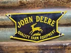 VINTAGE JOHN DEERE PORCELAIN SIGN OLD FARM EQUIPMENT TRACTOR AGRICULTURAL BARN